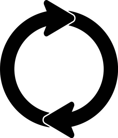 Illustration of two monochrome arrows combining and rotatingのイラスト素材
