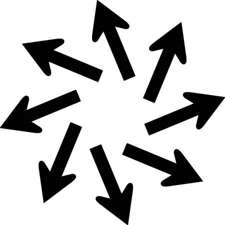 Eight monochrome arrows spreading outwardのイラスト素材