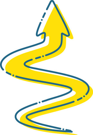 An arrow that winds and curves, directionsのイラスト素材