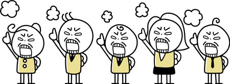 Simple line drawing illustration set of a person raising his fistのイラスト素材