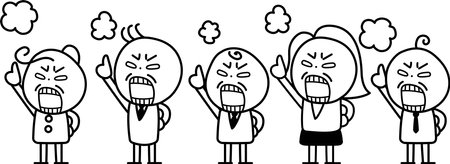 Simple line drawing illustration set of a person raising his fistのイラスト素材