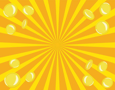 An image of yellow concentrated lines and coins flying awayのイラスト素材