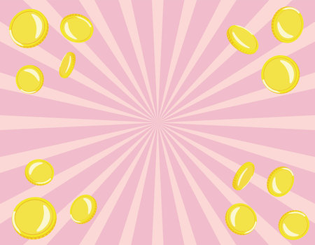 Image of pink concentrated lines and coins poppingのイラスト素材