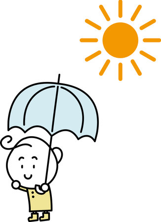 A woman with a parasol and the sunのイラスト素材