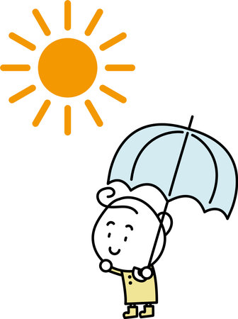 A woman with a parasol and the sunのイラスト素材