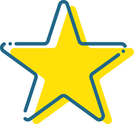 blue dashed line and yellow starのイラスト素材