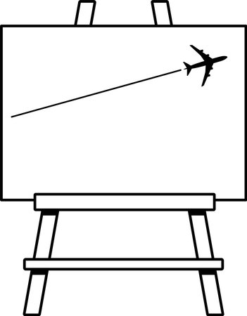 Easel frame depicting a plane taking offのイラスト素材