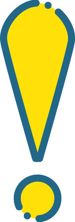 yellow exclamation mark with blue dashed lineのイラスト素材