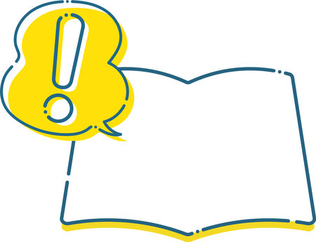 Exclamation mark and simple note, book dashed frameのイラスト素材