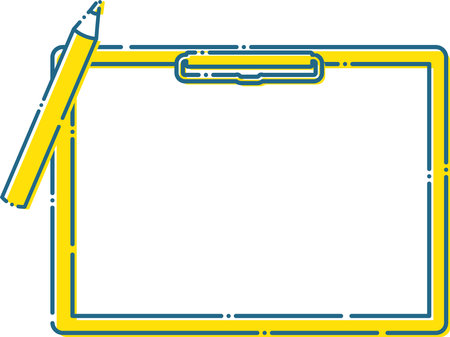 Note paper and pencil clipped to binderのイラスト素材