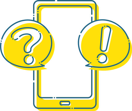 Question mark and exclamation mark from blue dashed smartphoneのイラスト素材