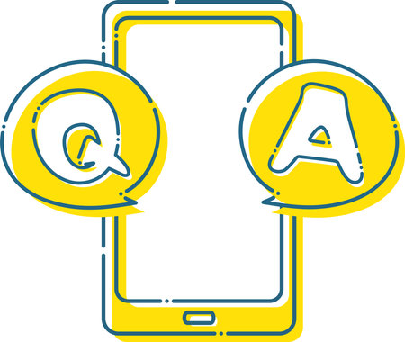 Question and answer speech bubble from blue dashed smartphoneのイラスト素材