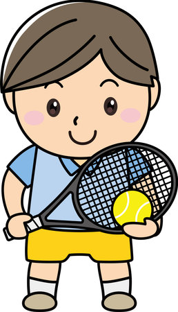 A man smiling and enjoying tennisのイラスト素材