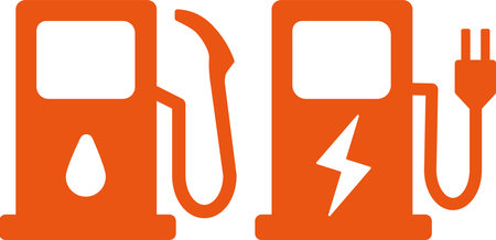 Gas station and EV charging station iconsのイラスト素材