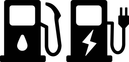 Gas station and EV charging station iconsのイラスト素材
