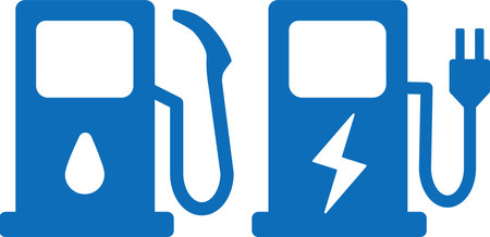 Gas station and EV charging station iconsのイラスト素材