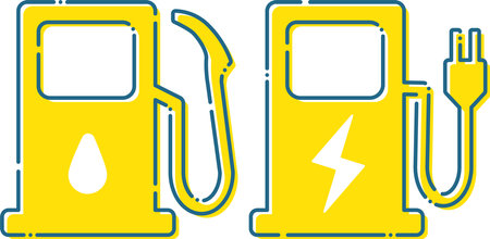 Gas station and EV charging station iconsのイラスト素材
