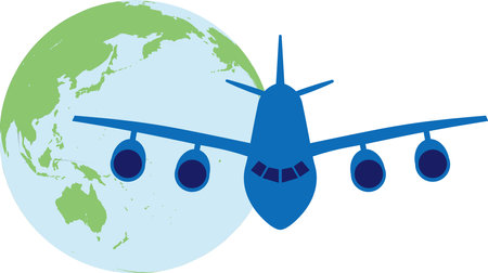 Airplane and Globe Connecting the World â Perfect for Travel, Business, and Educationのイラスト素材