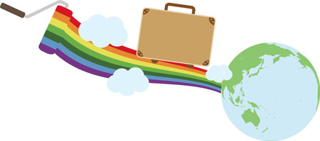 Rainbow Road to the Earth â A Colorful Suitcase for Travel, Learning, and Imaginationのイラスト素材