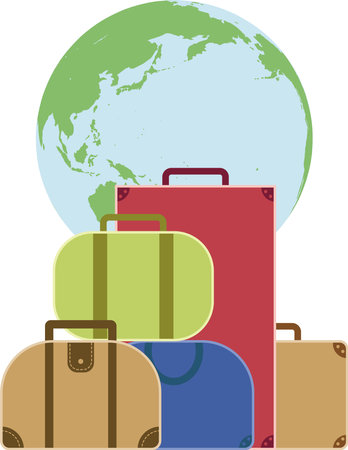 Suitcases Around the Globe â A Global Illustration for Travel, Education, and Businessのイラスト素材