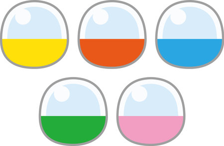 Colorful Round Capsules in Playful Layout with Split Halves and Soft Tonesのイラスト素材