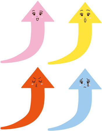 Set of Four Emotion Arrow Characters Illustrationのイラスト素材