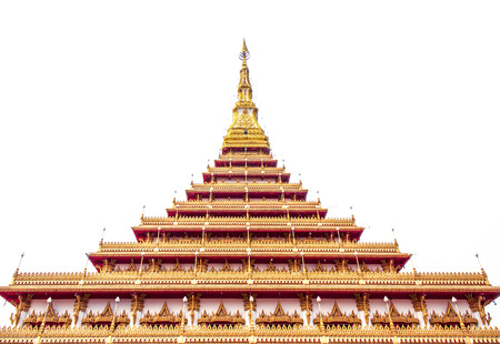 Relics Kaennakorn (9-storey pagoda) Located in Khon Kaen Thailand, isolated on white background.の写真素材