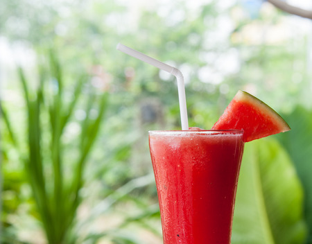 Watermelon smoothie in a glassの写真素材