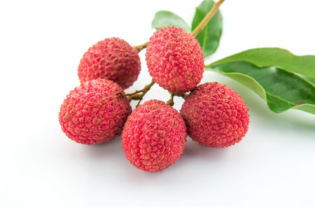 Fresh lychees isolated on white background