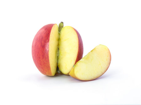 Red apple isolated on white background.