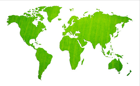 Map of world made of green leaf with clipping path, isolated on white background.の写真素材