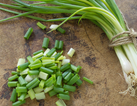 Onion into small pieces. To prepare for cookingの写真素材