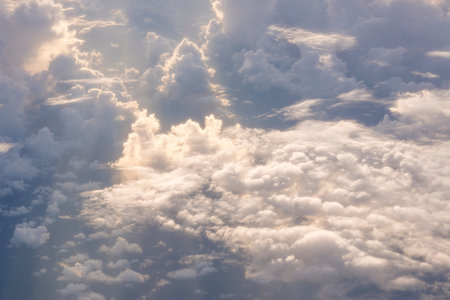 Top view of clouds and sun light in the morning.