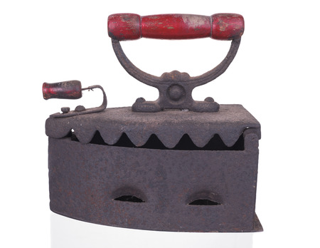 Vintage iron ,ancient iron isolated on a white background.の写真素材