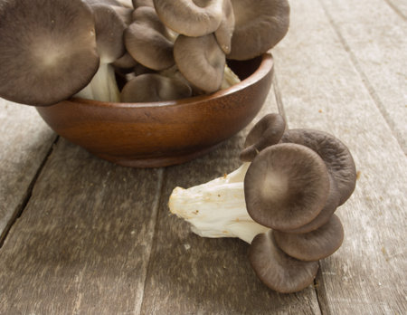 mushroom Bhutan on wooden tableの写真素材