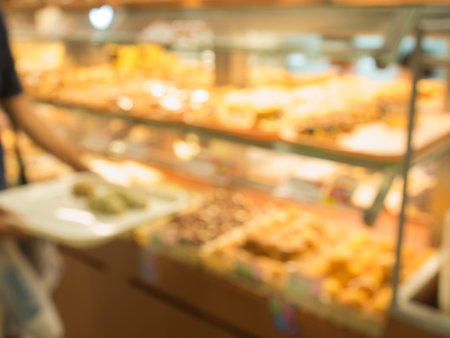 Blurred Bakeries in the mall and background bokeh.