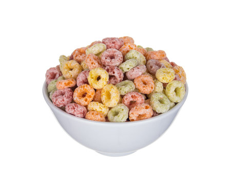 cereals in bowl on white background