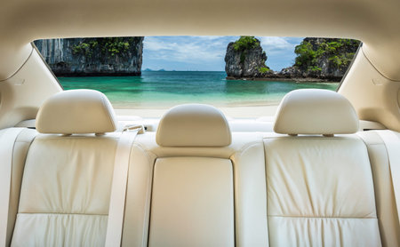 Travel by car; The view from inside the car.の写真素材