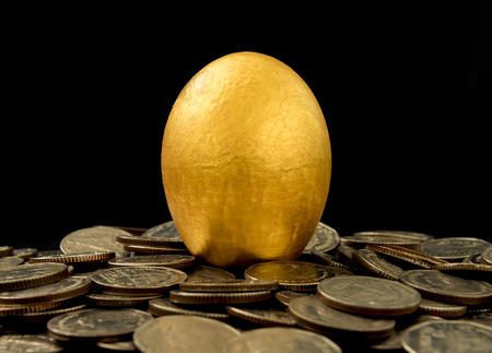 Golden eggs on black background. investment concept,business concept.の写真素材