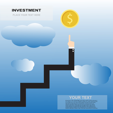 Vector illustration; Hand of a businessman at point lead to the growth and success as an investment target.のイラスト素材