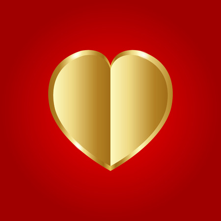Vector Illustration, Gold heart paper on red background. Space for your text. concept of Valentine's Day.のイラスト素材