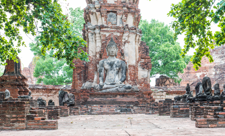 Old buddha in temple,  ayutthaya province,Thailand.の写真素材