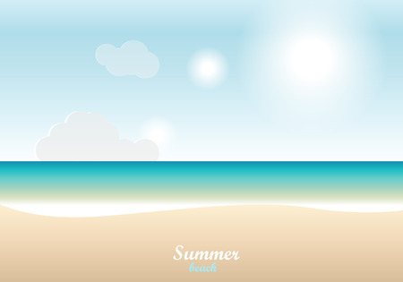 Summer beach, sand and sea and sky background with text - illustration. Vector.のイラスト素材