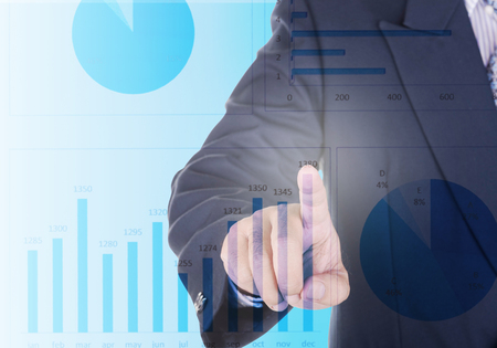 Businessman hand touch label complaint, on the screen.の写真素材