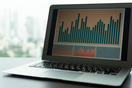 accounting financial report concept. business presentation software on computer screen.の写真素材