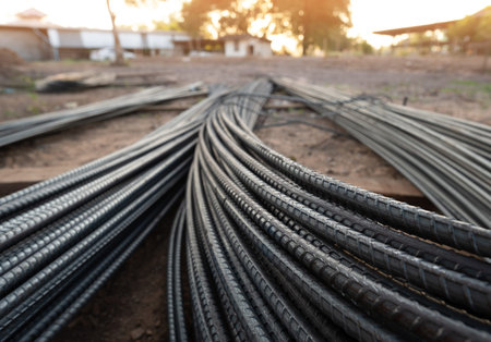 steel bar rebar reinforcement for concrete at construction site.