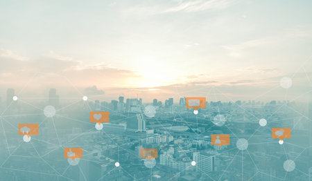Social media, social network background concept. People use social media and shopping to communicate...