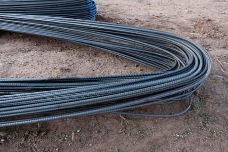 steel bar rebar reinforcement for concrete at construction site.の写真素材