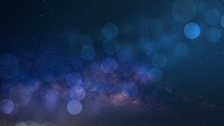 Galaxy blue glitter soft holidays lightの写真素材