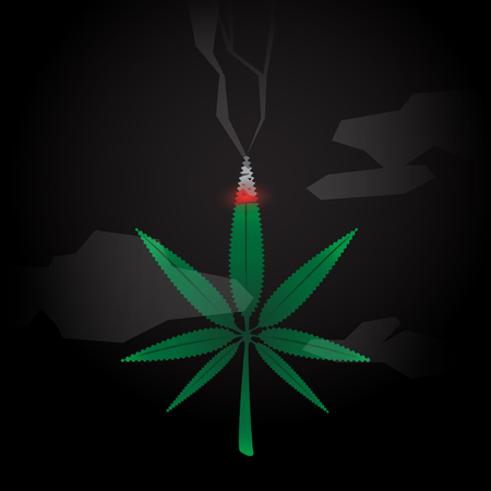Cannabis Burned with Smoke on Dark Background vector illustrationのイラスト素材
